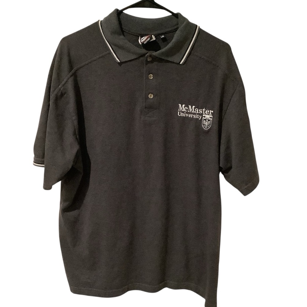 McMaster University Men's Grey Black Golf Shirt Excellent Condition Size L